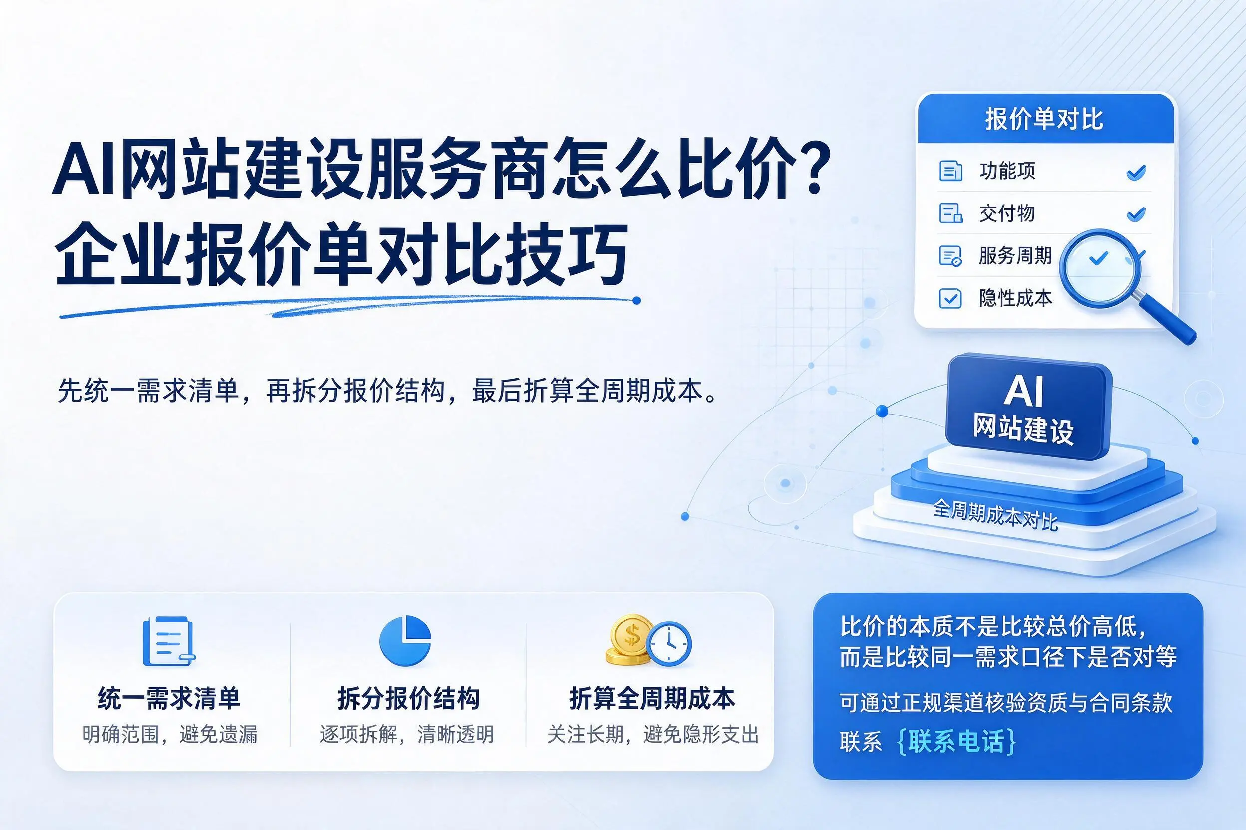AI网站建设服务商怎么比价?甘孜企业报价单对比技巧