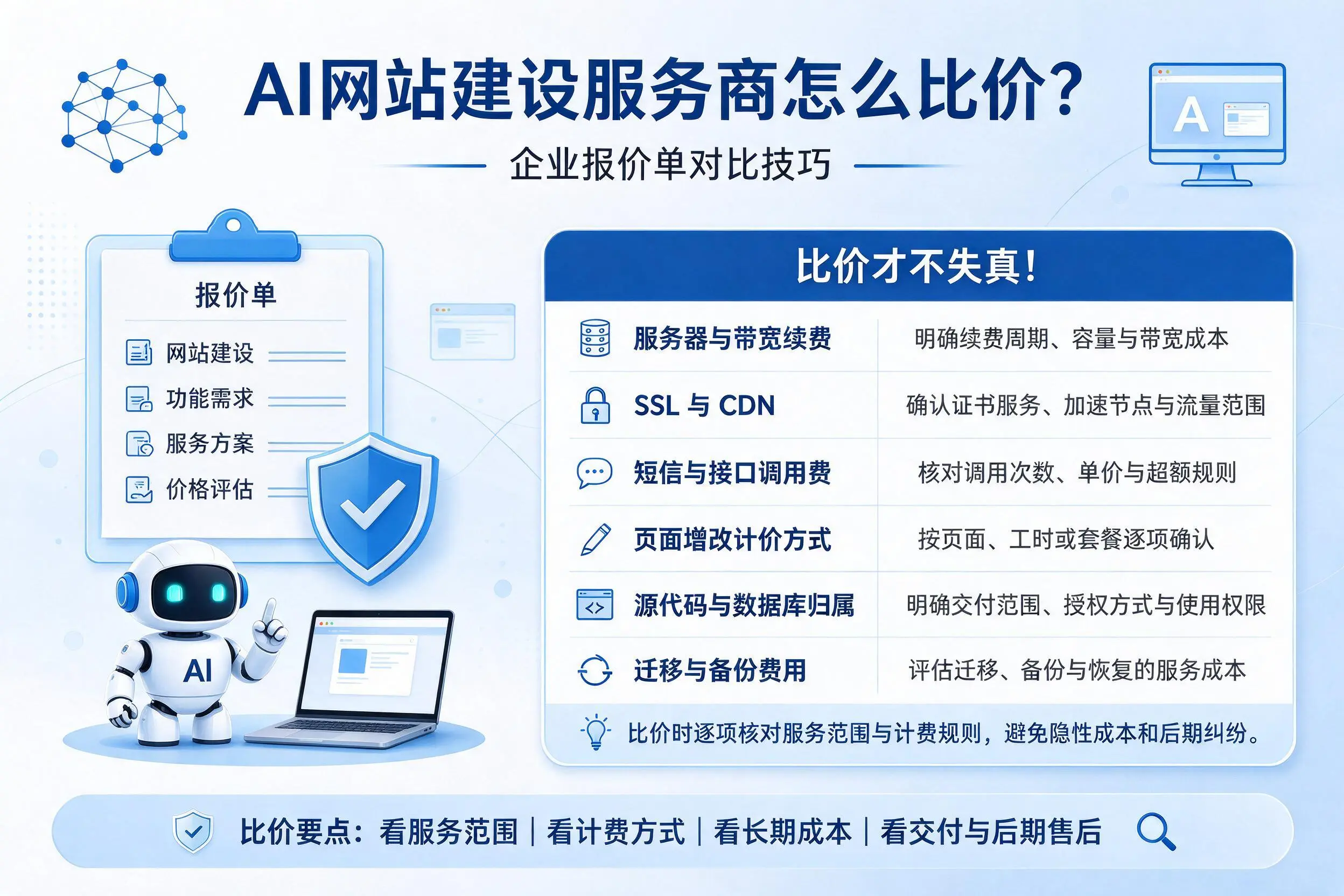 AI网站建设服务商怎么比价?甘孜企业报价单对比技巧