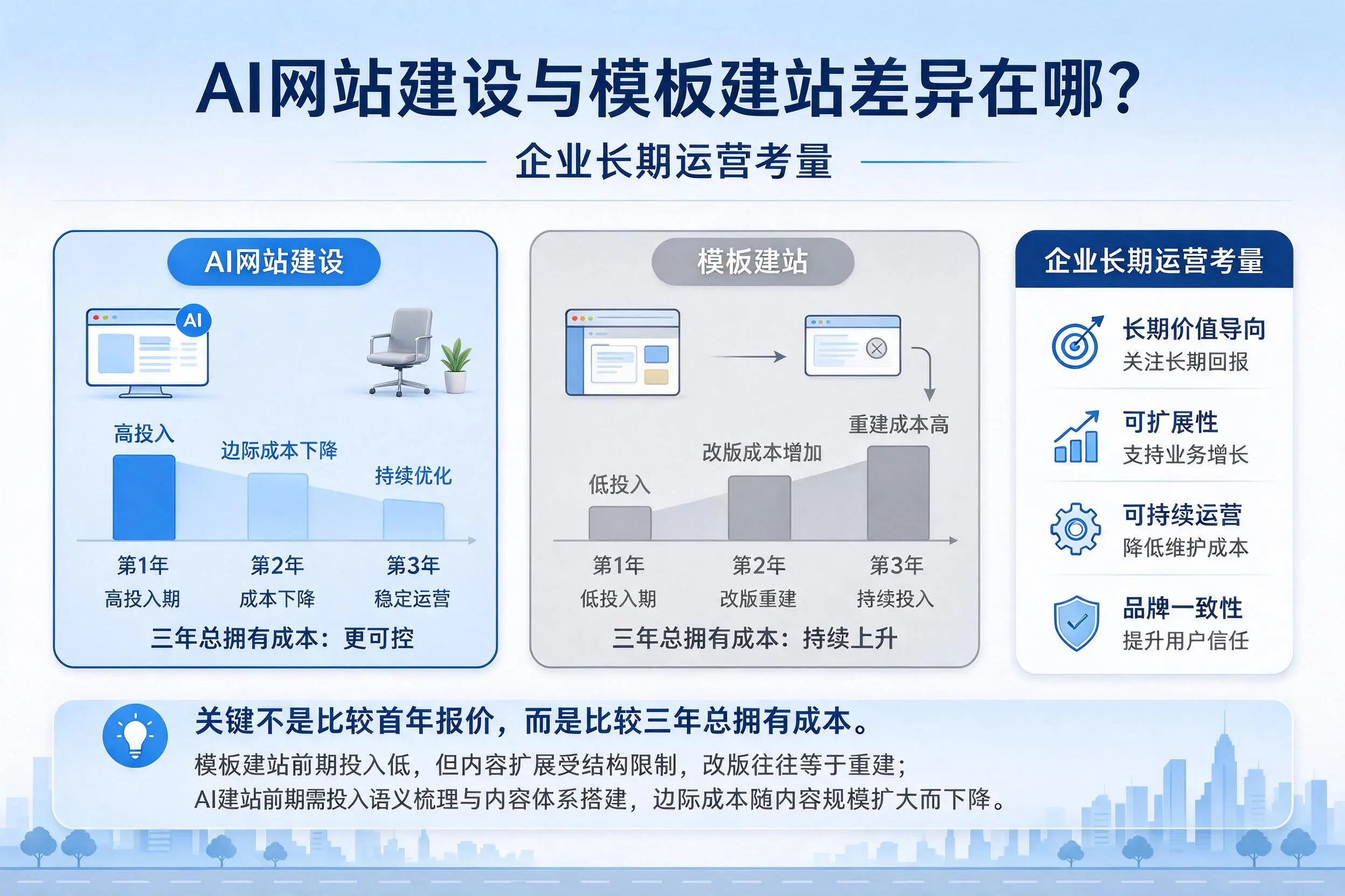 AI网站建设与模板建站差异在哪？甘孜企业长期运营考量