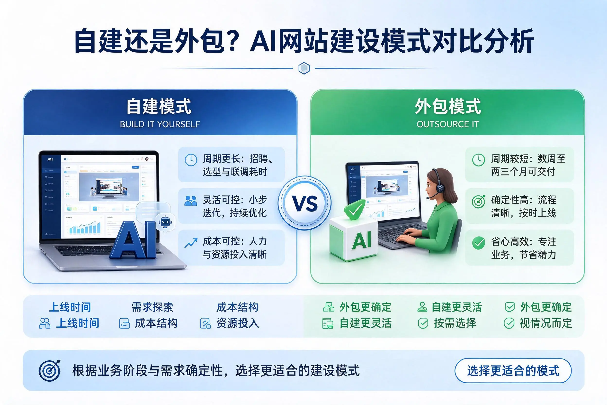 自建还是外包？甘孜AI网站建设模式对比分析