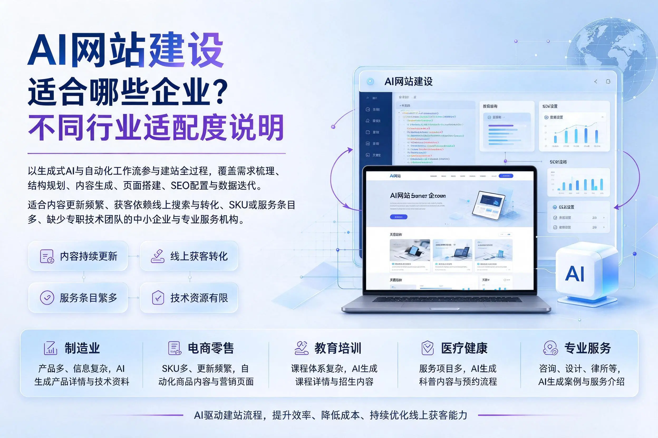 AI网站建设适合哪些企业？甘孜不同行业适配度说明